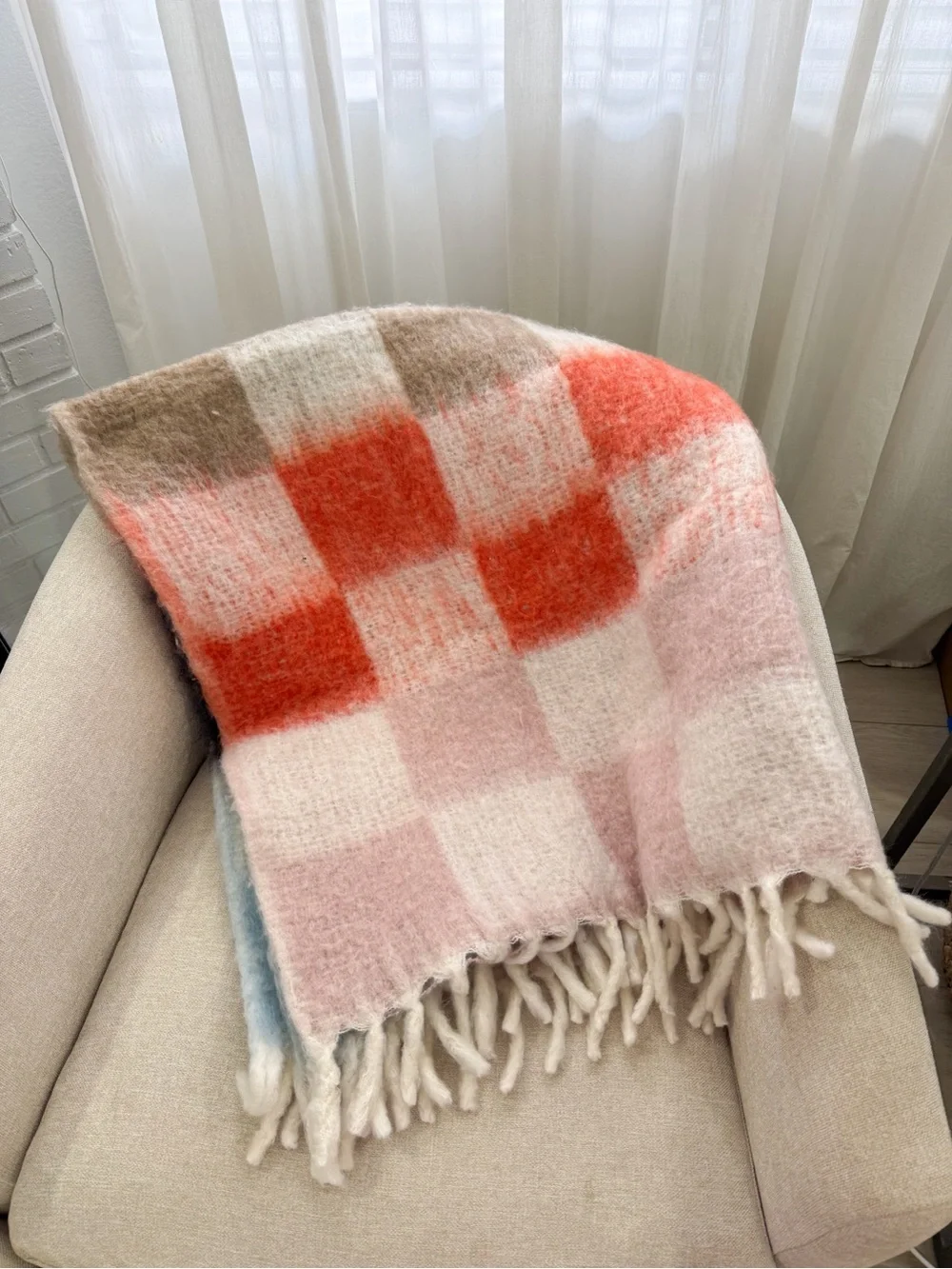 Anthropologie Cozy Cocoon Fringed Throw Blanket